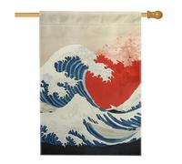 Bandiera da giardino con onde oceaniche, bandiera blu giapponese per la decorazione della casa, decorazione per prato esterno su entrambi i lati, bandiera estiva in stile spiaggia da cortile 71 x 101