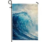 Bandiera da giardino con onde oceaniche, bandiera blu per esterni, bandiera da giardino a doppia faccia per la decorazione della casa a tema spiaggia estiva 30,5 x 45,7 cm