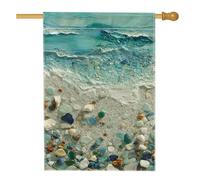 Bandiera da giardino con onde oceaniche, ciottoli costieri acquatici, decorazione per la casa, bandiera a doppio lato, decorazione per esterni, vacanze, feste, prato, 71 x 101 cm