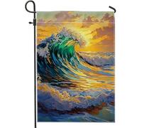 Bandiera da giardino con onde oceaniche, paesaggio marino blu, striscione decorativo per la casa, bandiera da cortile su entrambi i lati per decorazione estiva all'aperto del prato 30,5 x 45,7 cm