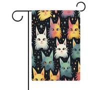 Bandiera da giardino con orecchie di gatto a forma di stella, su entrambi i lati, per esterni, benvenuto, festività, per feste, vacanze, esterni, portico, decorazione per la casa, 31 x 47 cm