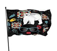 Bandiera da giardino con orso bianco, 9 x 1,5 m, pelle scura donna orso bianco colorato turbante copricapo decorazione esterna portico bandiera da giardino banner con occhielli