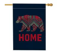 Bandiera da giardino con orso blu navy, bandiera decorativa per esterni, motivo tribale, bandiera in iuta su entrambi i lati per prato, patio e decorazione per le vacanze, 71 x 101 cm