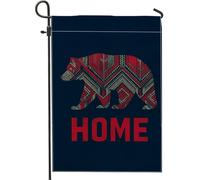 Bandiera da giardino con orso blu navy, bandiera decorativa per esterni, motivo tribale, bandiera in iuta su entrambi i lati per prato, patio e decorazione per le vacanze, 30,5 x 45,7 cm