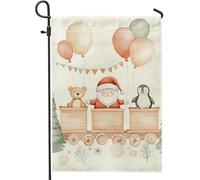 Bandiera da giardino con orso e pinguino, bandiera decorativa per esterni, decorazione per esterni su entrambi i lati, cartello stagionale per feste invernali, graziosa decorazione per patio e cortile