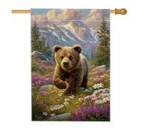 Bandiera da giardino con orso marrone, bandiera decorativa per la fauna selvatica della montagna, bandiera su entrambi i lati per la decorazione del prato all'aperto 71 x 101 cm