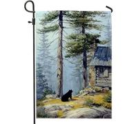 Bandiera da giardino con orso naturale, striscione decorativo per cabina con orso nero, decorazione per prato esterno, tema rustico per la stagione autunnale, 30,5 x 45,7 cm