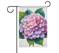 Bandiera da giardino con ortensia ad acquerello su entrambi i lati, non sbiadisce, 30,5 x 45,7 cm, decorativa, piccola bandiera da giardino, decorazione per esterni, patio, prato, portico, fattoria