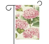 Bandiera da giardino con ortensia rosa, acquerello, per vacanze stagionali, juta, doppia faccia, per casa, cortile, esterni, 30,5 x 45,7 cm