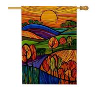 Bandiera da giardino con paesaggio autunnale, vivace scena di collina, decorazione per la casa, striscione da giardino, bandiera artistica su entrambi i lati, decorazione per esterni, 71 x 101 cm