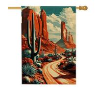 Bandiera da giardino con paesaggio del deserto, bandiera rustica con cactus rosso per la decorazione della casa, bandiera in iuta su entrambi i lati, decorazione da giardino per esterni, 71 x 101 cm