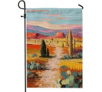 Bandiera da giardino con paesaggio del deserto, decorazione per esterni colorata del sud-ovest, striscione da cortile su entrambi i lati per la decorazione autunnale della casa, ornamento per il prato