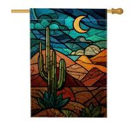 Bandiera da giardino con paesaggio del deserto, decorazione per esterni con cactus e luna, decorazione per esterni su entrambi i lati, per la casa e la decorazione per feste, 71 x 101 cm