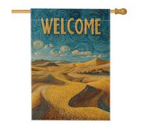 Bandiera da giardino con paesaggio del deserto di benvenuto, campo di grano dorato, decorazione per la casa e il giardino, bandiera da giardino in iuta su entrambi i lati, decorazione estiva per