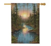 Bandiera da giardino con paesaggio del fiume al tramonto, scena naturale blu, decorazione per esterni, bandiera da cortile in iuta su entrambi i lati, per decorazione primaverile ed estate, 71 x 101