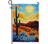 Bandiera da giardino con paesaggio desertico, cactus arancione illuminato dal sole, striscione da cortile, decorazione esterna su entrambi i lati, per la decorazione estiva della casa, 30,5 x 45,7 cm