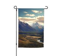 Bandiera da giardino con paesaggio montano del Parco Nazionale Cook, 12x18 pollici, stampa fronte-retro, per interni ed esterni, per striscioni esterni, sfondo fotografico per decorazioni domestiche