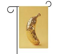 Bandiera da giardino con palla da discoteca a banana bandiera da giardino per cortile esterno bandiera stagionale vacanza juta doppia faccia 30,5 x 45,7 cm