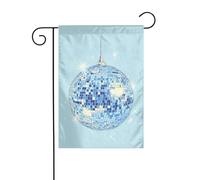 Bandiera da giardino con palla da discoteca blu, 30 x 45 cm, verticale, double face, decorazione per case in campagna, vacanze, esterni, bandiera da cortile