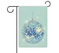 Bandiera da giardino con palla da discoteca blu, in iuta su entrambi i lati, 30,5 x 45,7 cm
