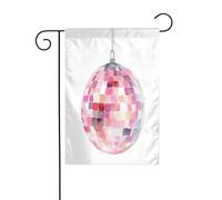 Bandiera da giardino con palla da discoteca in argento luccicante, 30 x 45 cm, verticale, double face, decorazione per case in campagna, vacanze, esterni, bandiera da cortile