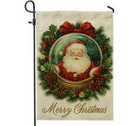 Bandiera da giardino con palla di neve di Natale, decorazione natalizia per esterni, bandiera da giardino in iuta su entrambi i lati, decorazione stagionale per prato, 30,5 x 45,7 cm