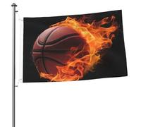 Bandiera da giardino con pallacanestro sul fuoco, bandiera da giardino su entrambi i lati, resistente allo sbiadimento, bandiera per esterni, divertente bandiera per vacanze con occhielli in metallo
