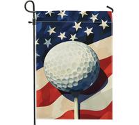 Bandiera da giardino con palline da golf patriottiche, stelle blu, bianche e rosse, decorazione per la casa, striscione per prato, bandiera decorativa da giardino su entrambi i lati, 30,5 x 45,7 cm