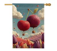 Bandiera da giardino con palloncini rossi primaverili ed estivi, decorazione per esterni, decorazione per esterni, bandiera da giardino in iuta su entrambi i lati, decorazione per feste di vacanza