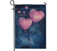 Bandiera da giardino con palloncino a forma di cuore di San Valentino, decorazione per la casa, bandiera artistica su entrambi i lati per esterni, decorazione per feste sul prato 30,5 x 45,7 cm