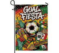 Bandiera da giardino con pallone da calcio, trofeo culturale festivo, statua della libertà, in iuta verde, su entrambi i lati, piccola bandiera da giardino per esterni, portico, prato, patio, terrazza