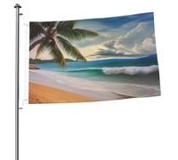 Bandiera da giardino con palma di cocco, spiaggia sabbiosa, 0,6 x 0,9 m, stampa su entrambi i lati, bandiera da giardino per esterni, bandiere per vacanze, banner regalo con occhielli sfondo