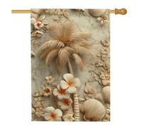 Bandiera da giardino con palma tropicale, decorazione floreale beige, bandiera da giardino, bandiera da giardino su entrambi i lati, bandiera estiva per esterni, decorazione per la casa, 71 x 101 cm