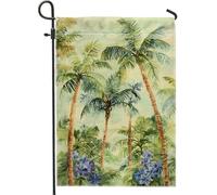 Bandiera da giardino con palme tropicali, foglie botaniche verdi, decorazione da giardino, bandiera da giardino su entrambi i lati, bandiera estiva tropicale per la casa, 30,5 x 45,7 cm