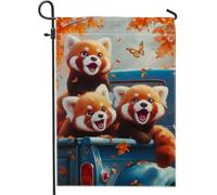 Bandiera da giardino con panda rosso autunnale, striscione decorativo per la casa con simpatici animali, decorazione per prato autunnale su entrambi i lati, per feste del Ringraziamento all'aperto