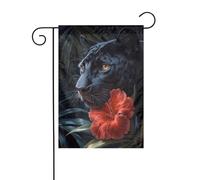 Bandiera da giardino con pantera e fiori, 30 x 45 cm, verticale, double face, decorazione per casa colonica, vacanze, esterni, bandiera da cortile