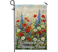 Bandiera da giardino con papaveri, motivo floreale con crisantemi e campanule rosso primaverile su entrambi i lati, per esterni, prato, portico, patio, ingresso, 30,5 x 45,7 cm