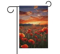 Bandiera da giardino con papaveri rossi al tramonto, bandiera estiva su entrambi i lati, 30,5 x 45,7 cm, bandiere da giardino primaverili e sole, decorazione stagionale per esterni