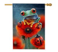 Bandiera da giardino con papaveri rossi e anfibi, decorazione per la casa con insetti colorati, bandiera da giardino in iuta su entrambi i lati, per primavera, estate, decorazione per prato all'aperto