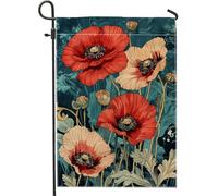 Bandiera da giardino con papaveri rossi primaverili ed estivi, decorazione vintage floreale per la casa e il giardino, decorazione da giardino su entrambi i lati, ideale per feste di festa, 30,5 x