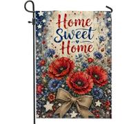 Bandiera da giardino con papaveri, rustica vintage con crisantemo rosso stagionale su entrambi i lati, piccola bandiera da giardino per esterni, portico, prato, patio, terrazza, 30,5 x 45,7 cm