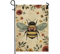 Bandiera da giardino con papillon a forma di ape, bandiera rustica floreale per la casa, decorazione su entrambi i lati, per esterni, per feste di festa, 30,5 x 45,7 cm