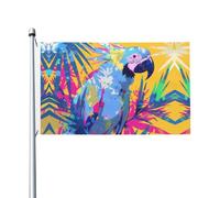 Bandiera da giardino con pappagallo blu su entrambi i lati, 90 x 150 cm, resistente allo sbiadimento, per portico, balcone, prato, interni ed esterni, asta non inclusa