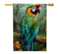 Bandiera da giardino con pappagallo verde tropicale, striscione decorativo per la casa con uccelli vivaci, bandiera da giardino in iuta su entrambi i lati, per decorazione esterna del prato, 71 x 101