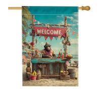 Bandiera da giardino con paradiso tropicale, cartello di benvenuto colorato, decorazione per esterni, striscione da spiaggia in iuta su entrambi i lati, decorazione estiva per prato, festa festiva, 71