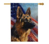 Bandiera da giardino con pastore tedesco, decorazione patriottica per cani rossi, bianchi e blu, bandiera bifacciale in iuta, decorazione per il giardino dell'indipendenza, 71 x 101 cm