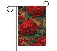Bandiera da giardino con peonia rossa e fiori di peonia stagionale, in iuta su entrambi i lati, 30,5 x 45,7 cm
