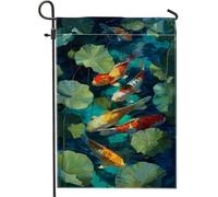 Bandiera da giardino con pesci carpa primaverili ed estivi, striscione decorativo per esterni, bandiera da giardino in iuta su entrambi i lati, per la decorazione della casa e del prato, 30,5 x 45,7