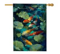 Bandiera da giardino con pesci carpa primaverili ed estivi, striscione decorativo per esterni, bandiera da giardino in iuta su entrambi i lati, per la decorazione della casa e del prato, 71 x 101 cm