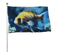 Bandiera da giardino con pesci che nuotano, 119,4 x 177,8 cm, stampa su entrambi i lati, bandiera decorativa da giardino, non sbiadisce, con occhielli in ottone, sfondo fotografico da appendere per